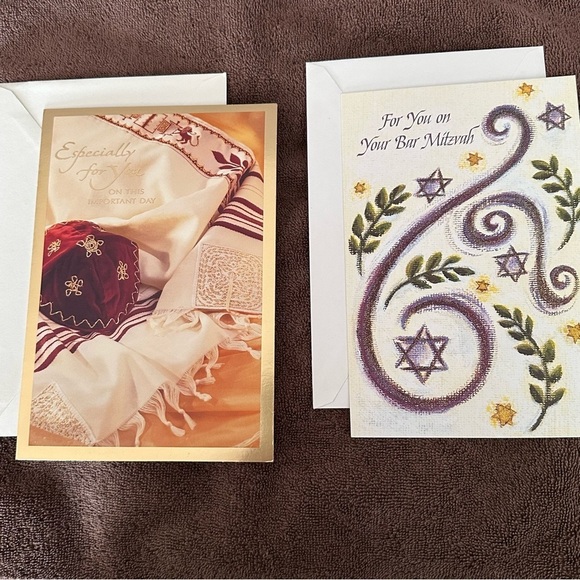 FOUR (4) Bar Mitzvah Cards Tree of Life Unique Hallmark Jewish NEW Vintage Stock - Picture 5 of 12